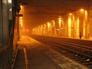 Bahnhof Pasila im abendlichen Nebel